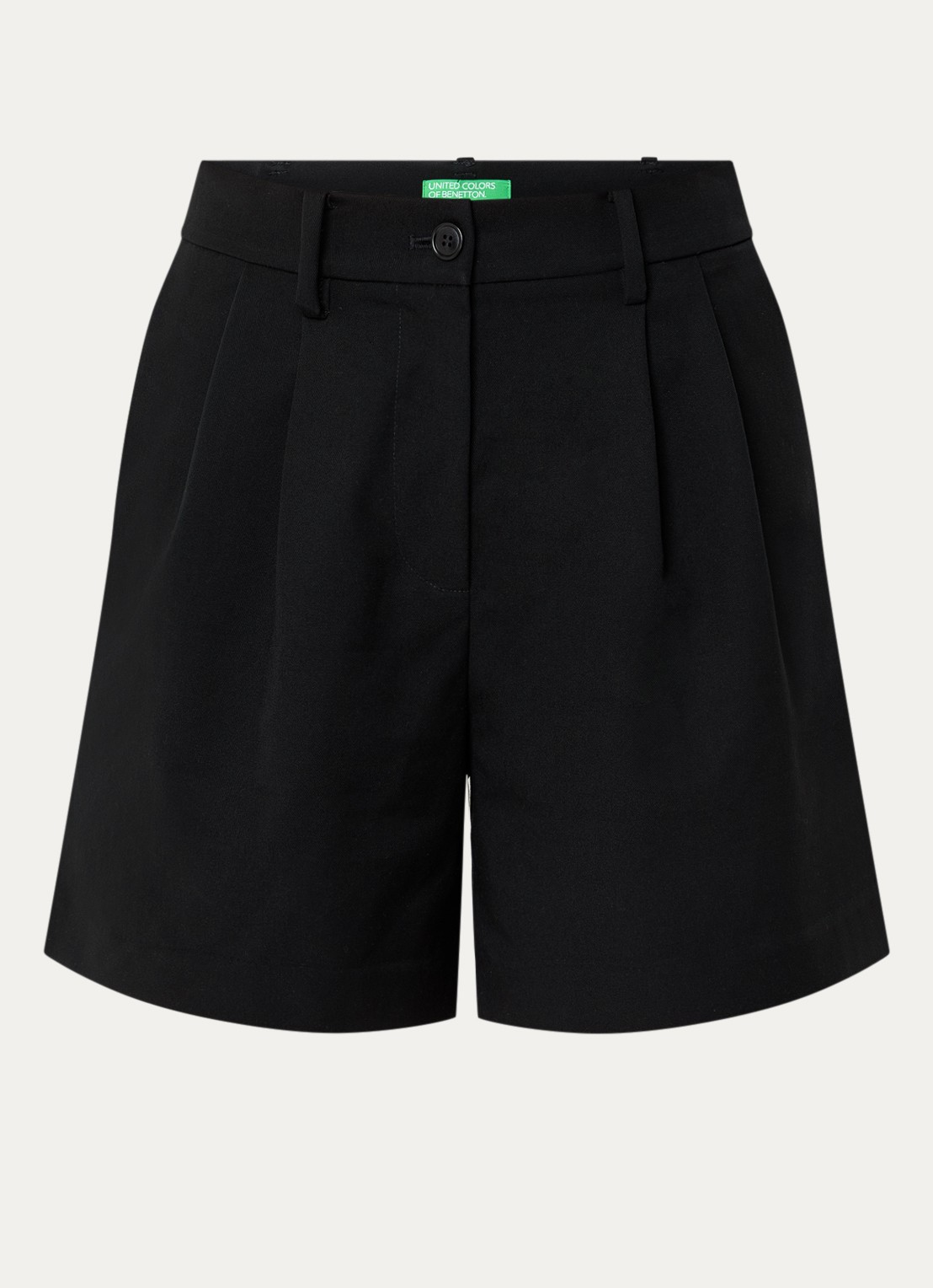 Benetton High waist wide fit korte broek met steekzakken - voorkant 2 zwart