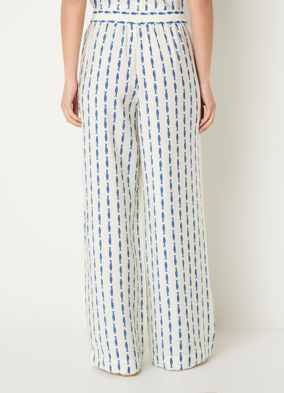 Benetton High waist wide fit pantalon met print - achterkant 2 indigo