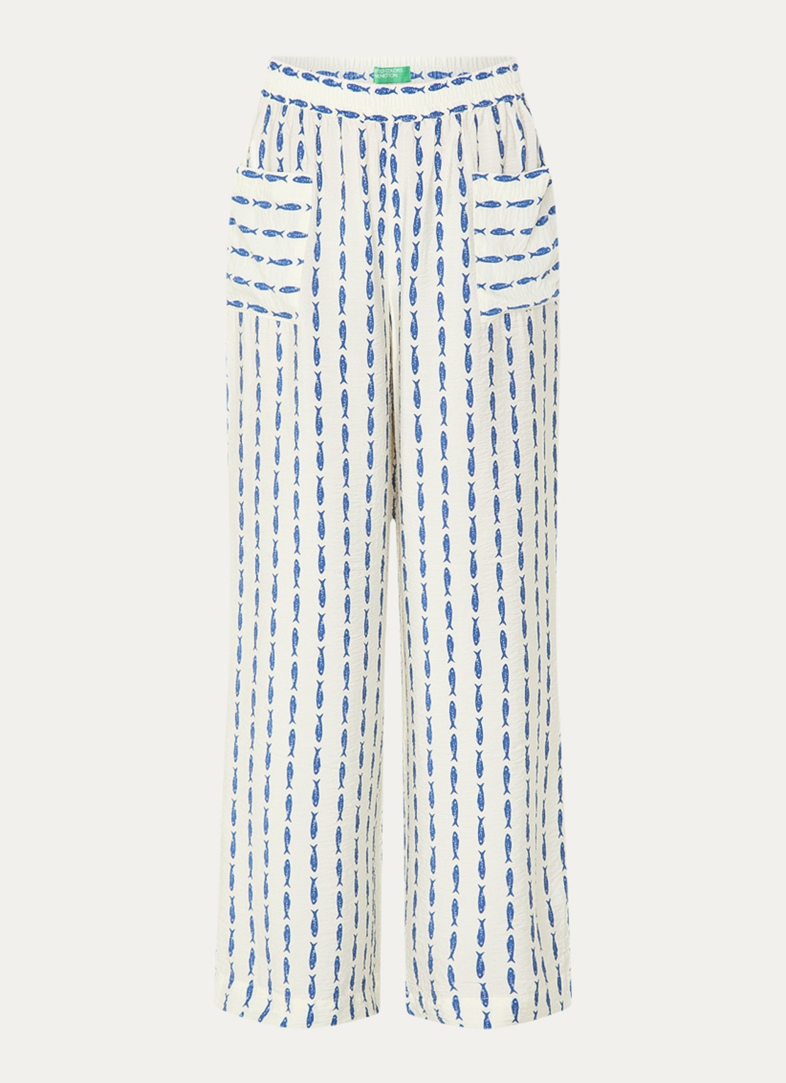 Benetton High waist wide fit pantalon met print - voorkant 3 indigo