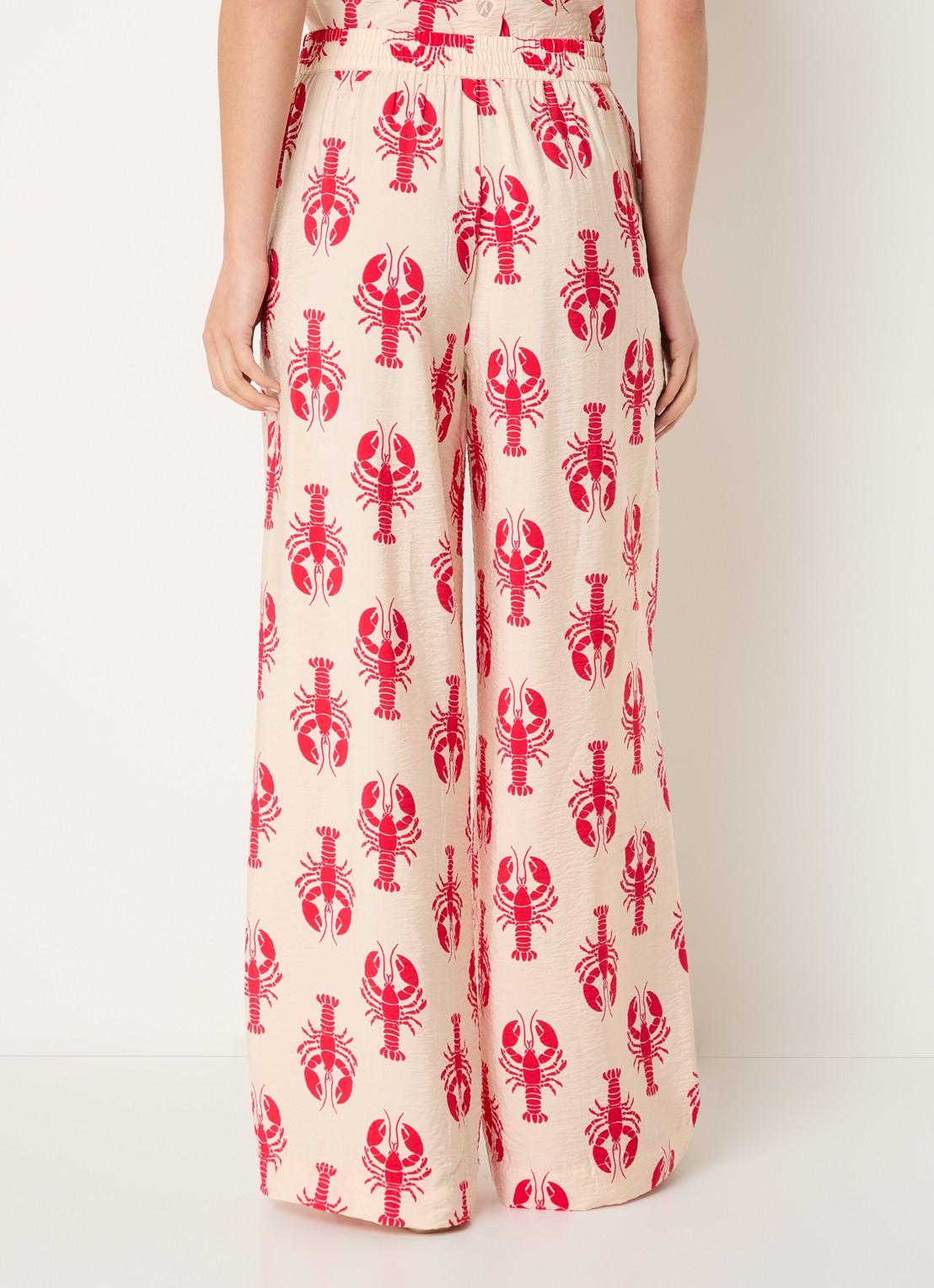 Benetton High waist wide fit pantalon met print - achterkant rood