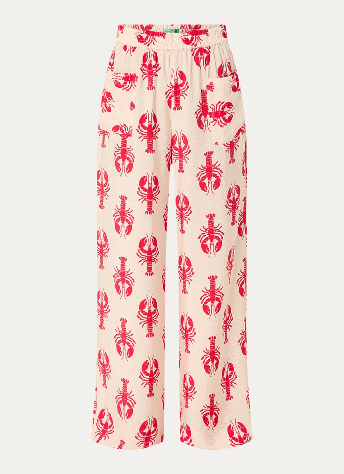 Benetton High waist wide fit pantalon met print - voorkant 3 rood