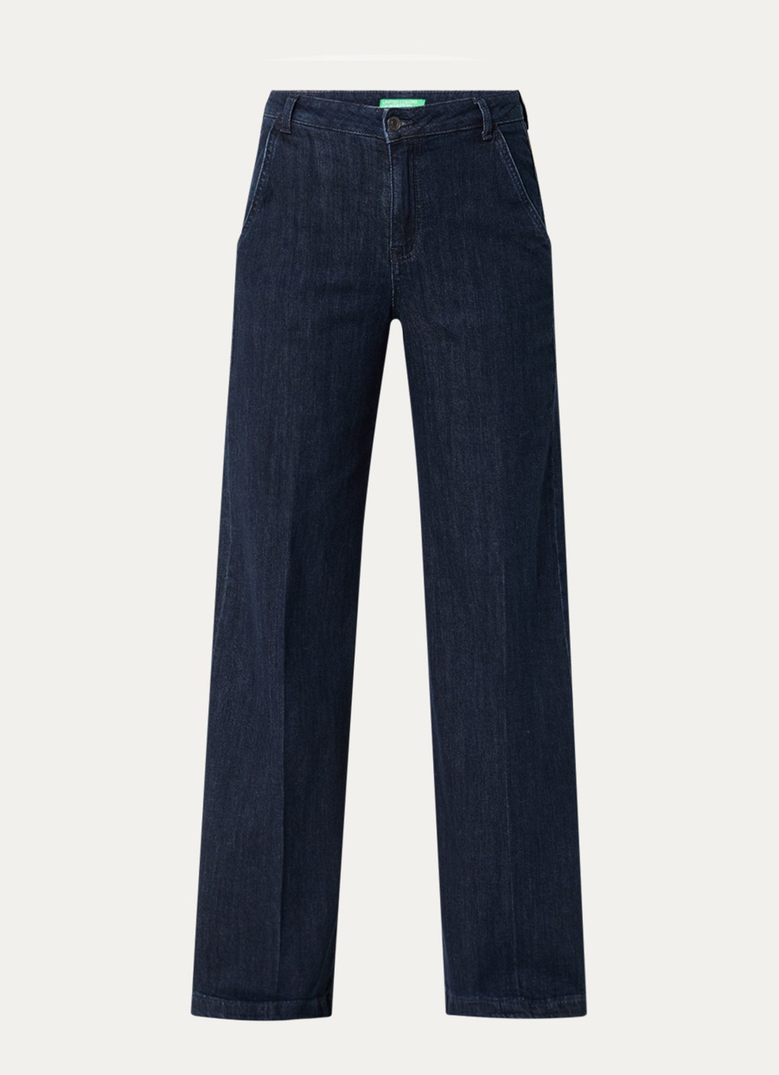 Benetton High waist wide fit pantalon met steekzakken - voorkant donkerblauw