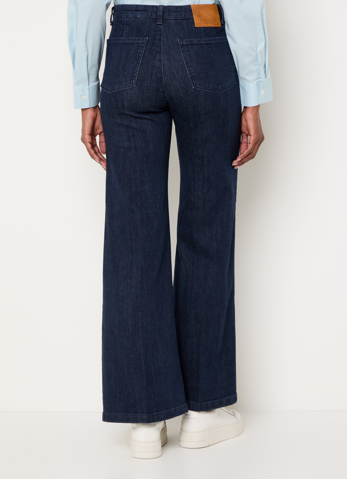 Benetton High waist wide fit pantalon met steekzakken - achterkant 3 indigo