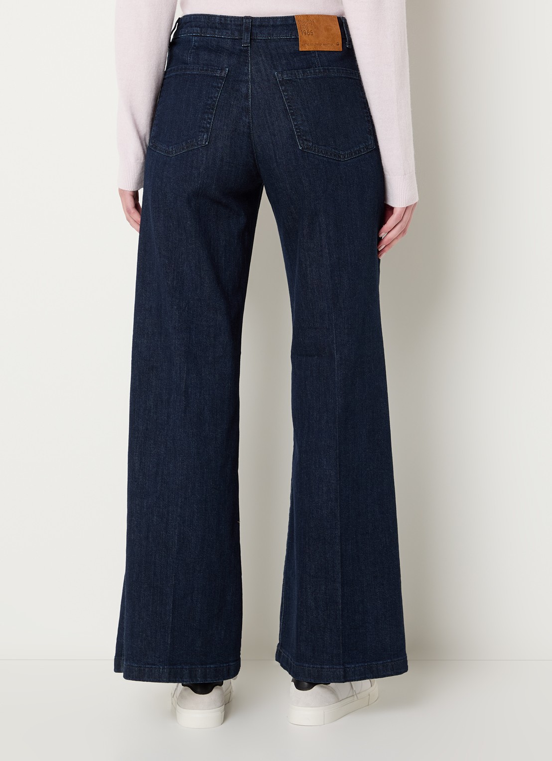 Benetton High waist wide fit pantalon met steekzakken - achterkant 3 staalblauw