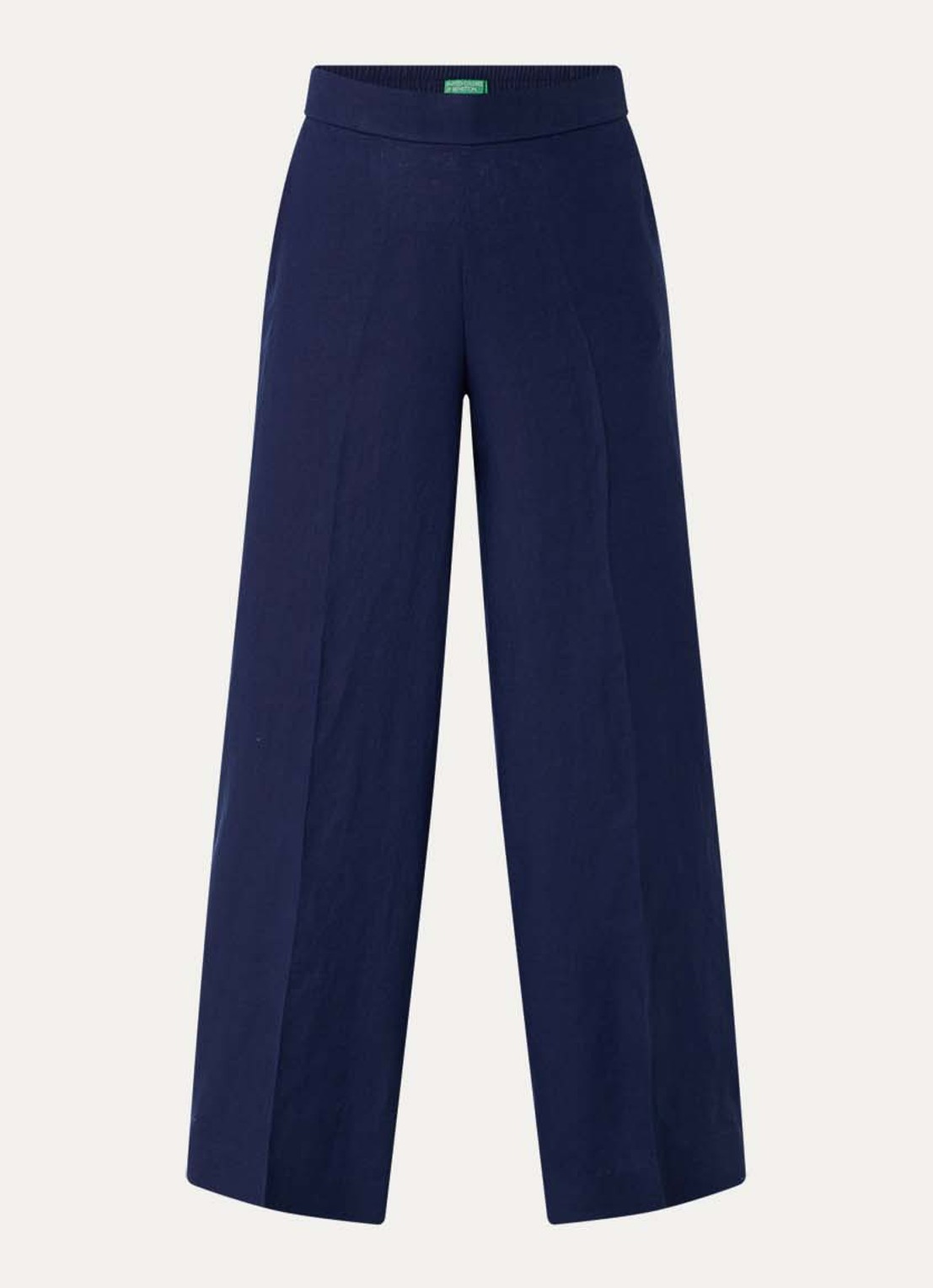 Benetton High waist wide fit pantalon van linnen - voorkant royalblauw