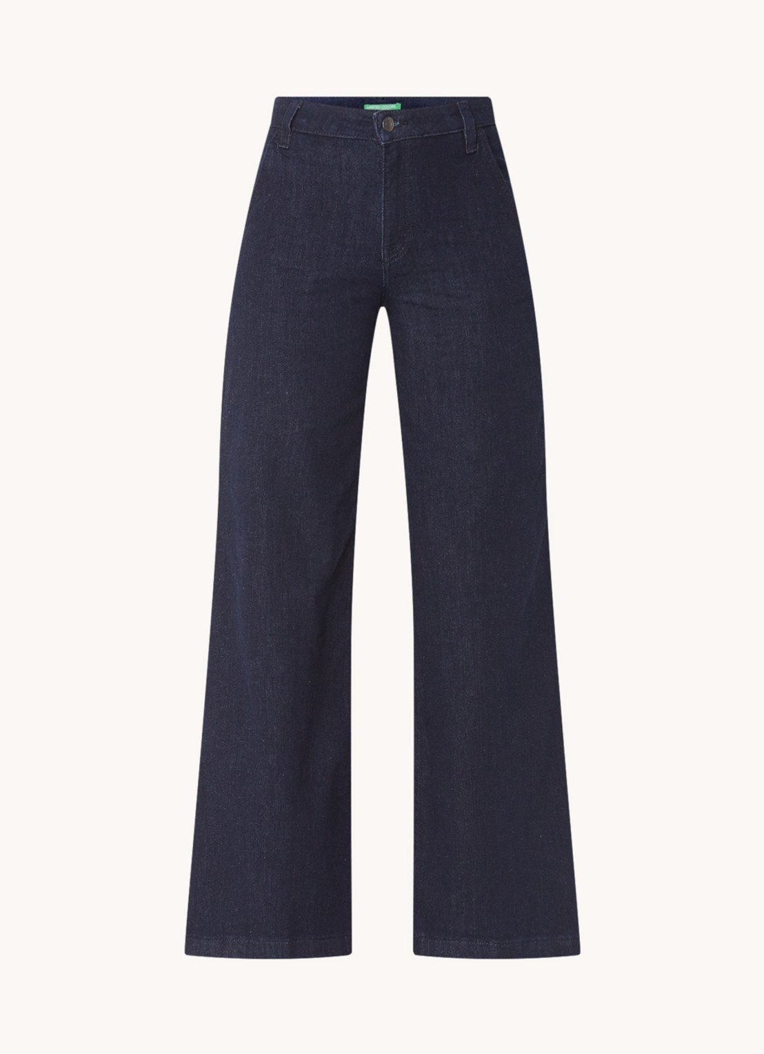 Benetton High waist wide leg cropped jeans met stretch - voorkant 2 blauw