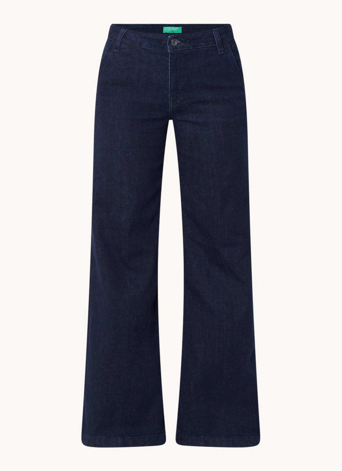 Benetton High waist wide leg cropped jeans met stretch - voorkant 2 donkerblauw