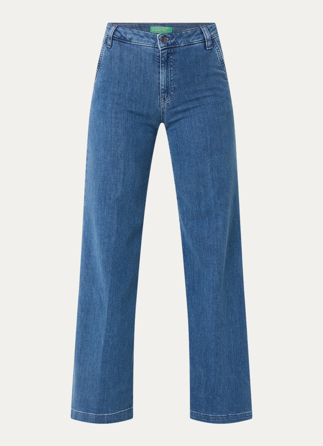 Benetton High waist wide leg cropped jeans met stretch - voorkant 2 jeans