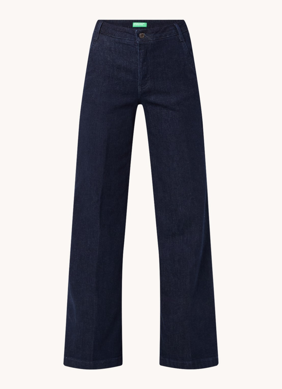 Benetton High waist wide leg cropped jeans met stretch - voorkant 2 kobaltblauw