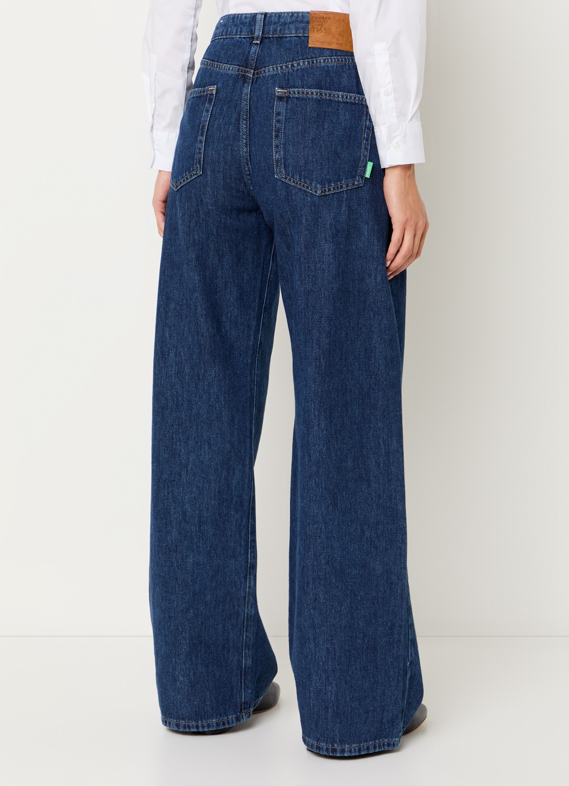 Benetton High waist wide leg jeans met donkere wassing - achterkant 5 jeans