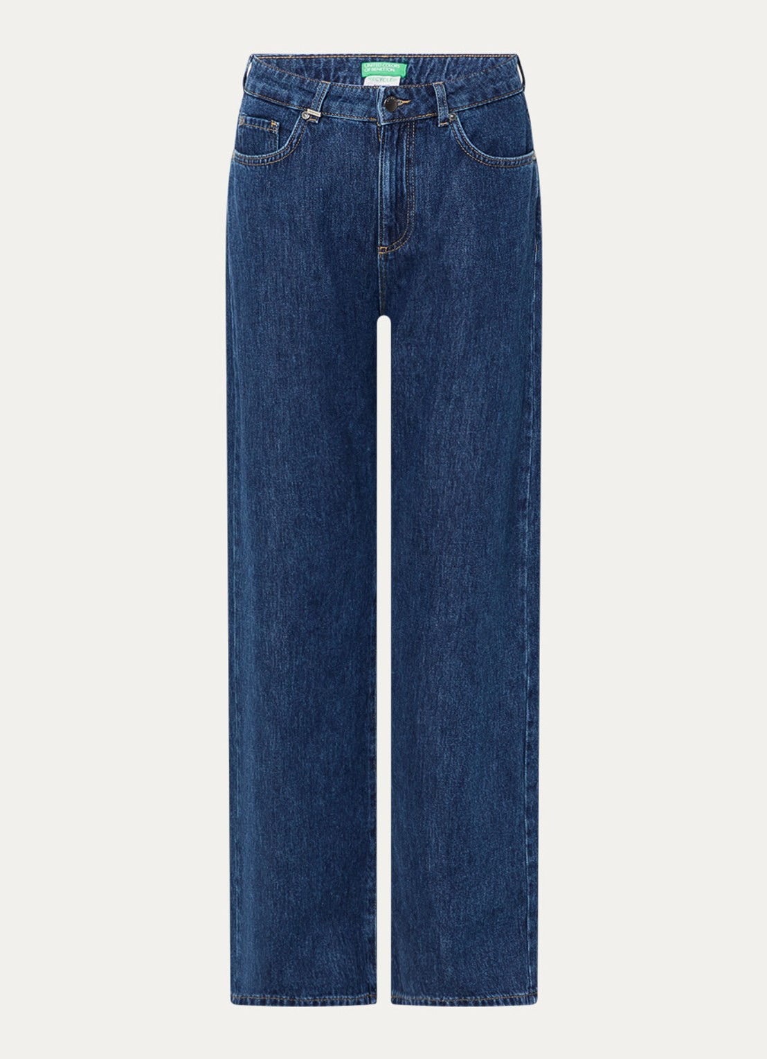 Benetton High waist wide leg jeans met donkere wassing - voorkant jeans
