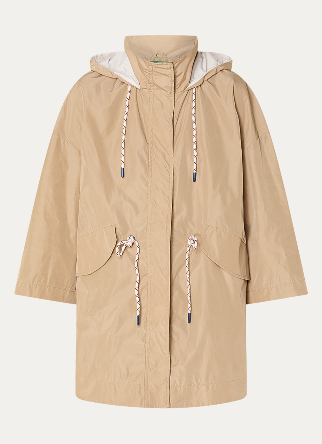 Benetton Jack met capuchon en klepzakken - voorkant 3 camel