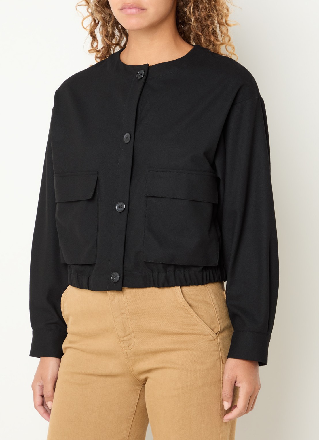 Benetton Jack met klepzakken - detail zwart