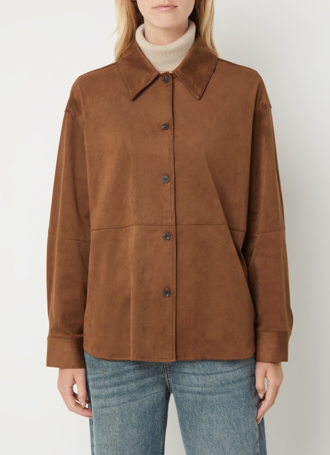 Benetton Jack van suède met kraag - detail cognac