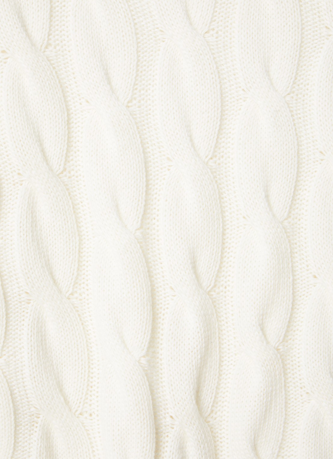 Benetton Kabelgebreide trui in kasjmierblend met opstaande kraag - detail 2 gebroken wit