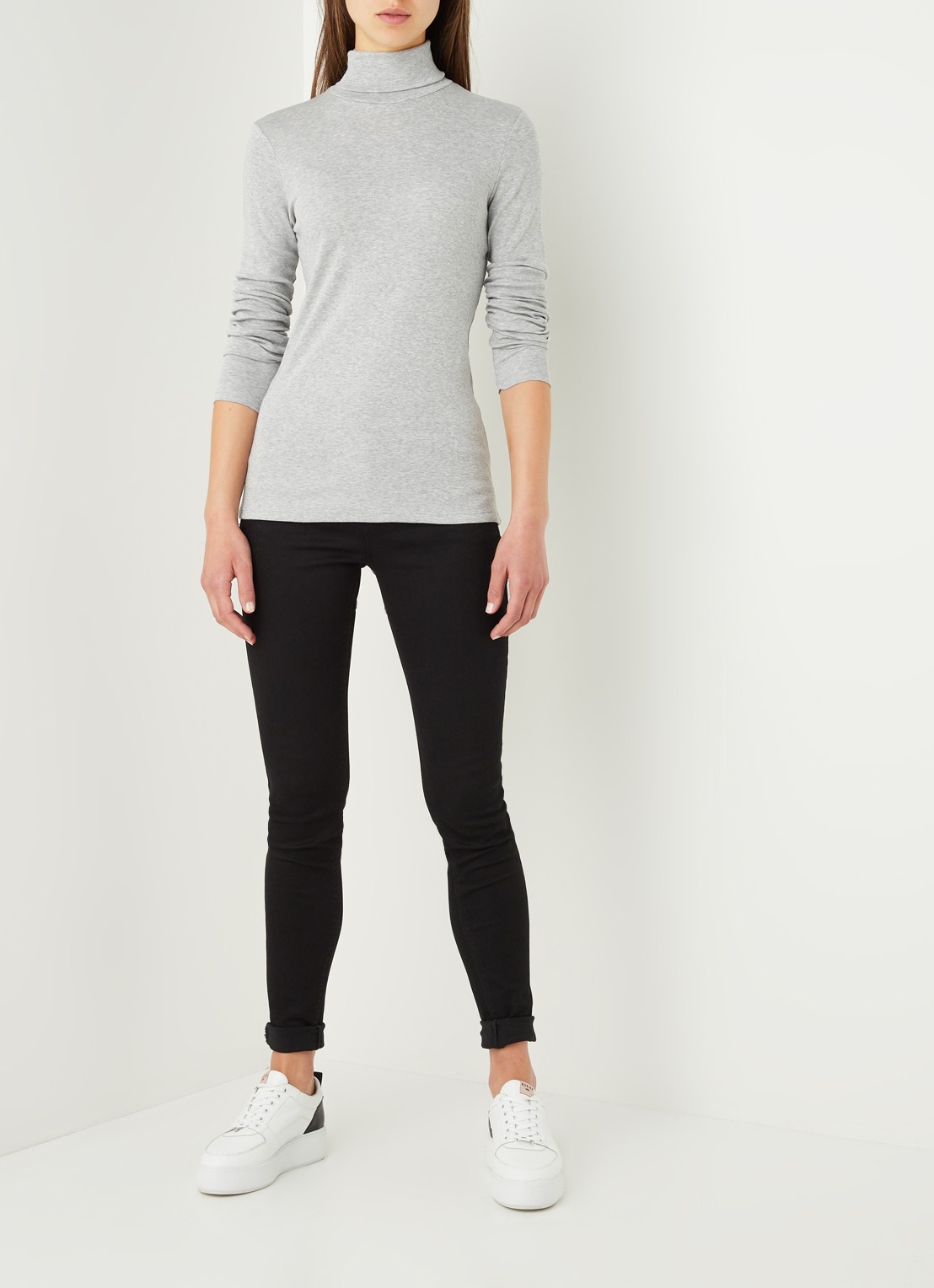 Benetton Longsleeve met col - voorkant 4 lichtgrijs