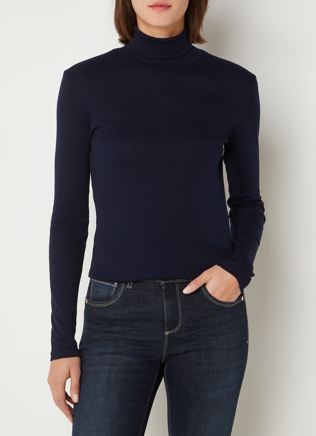 Benetton Longsleeve met col - detail 3 donkerblauw