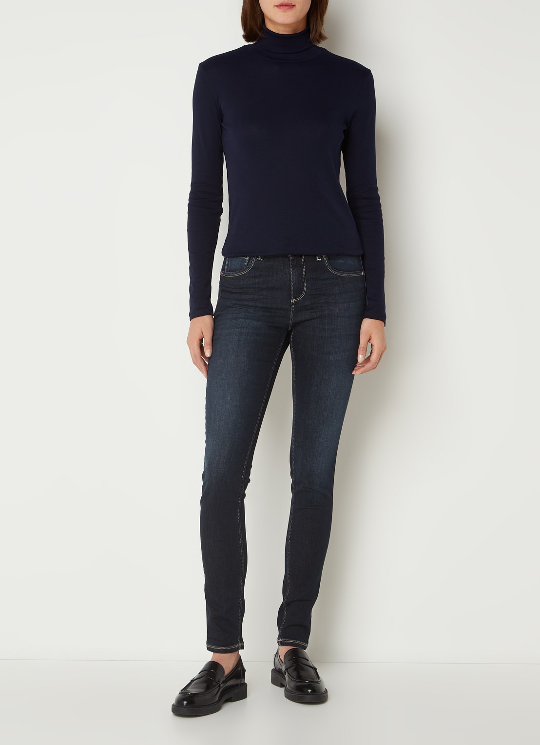 Benetton Longsleeve met col - voorkant 2 donkerblauw