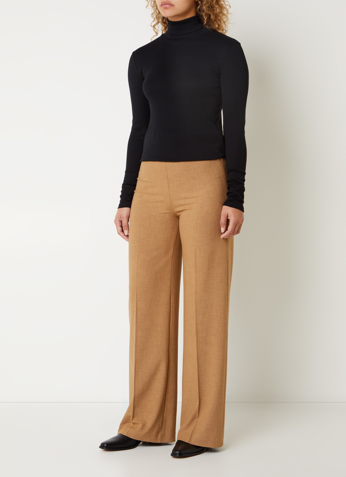 Benetton Longsleeve met col - voorkant 2 zwart