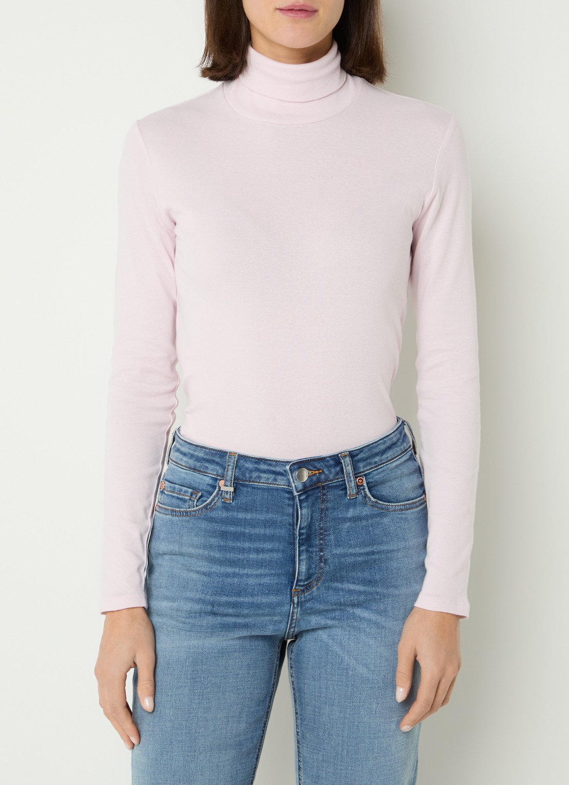 Benetton Longsleeve met col - detail lichtroze