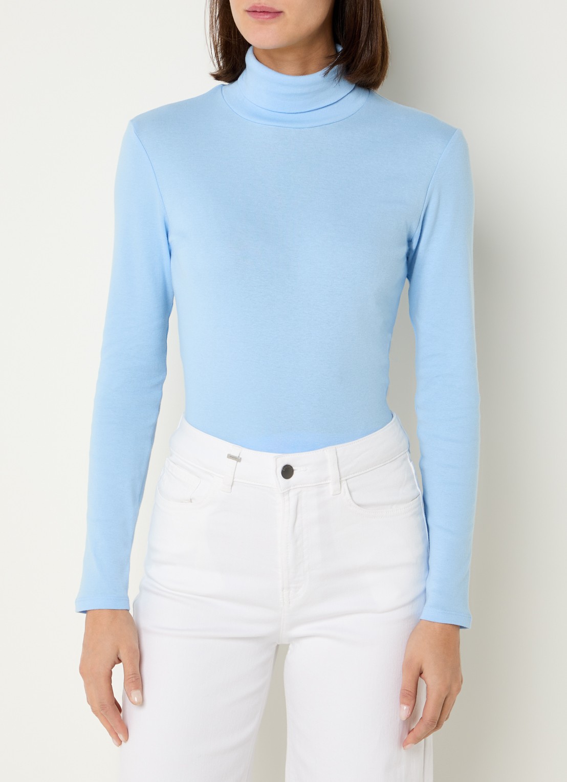 Benetton Longsleeve met col - detail 3 staalblauw
