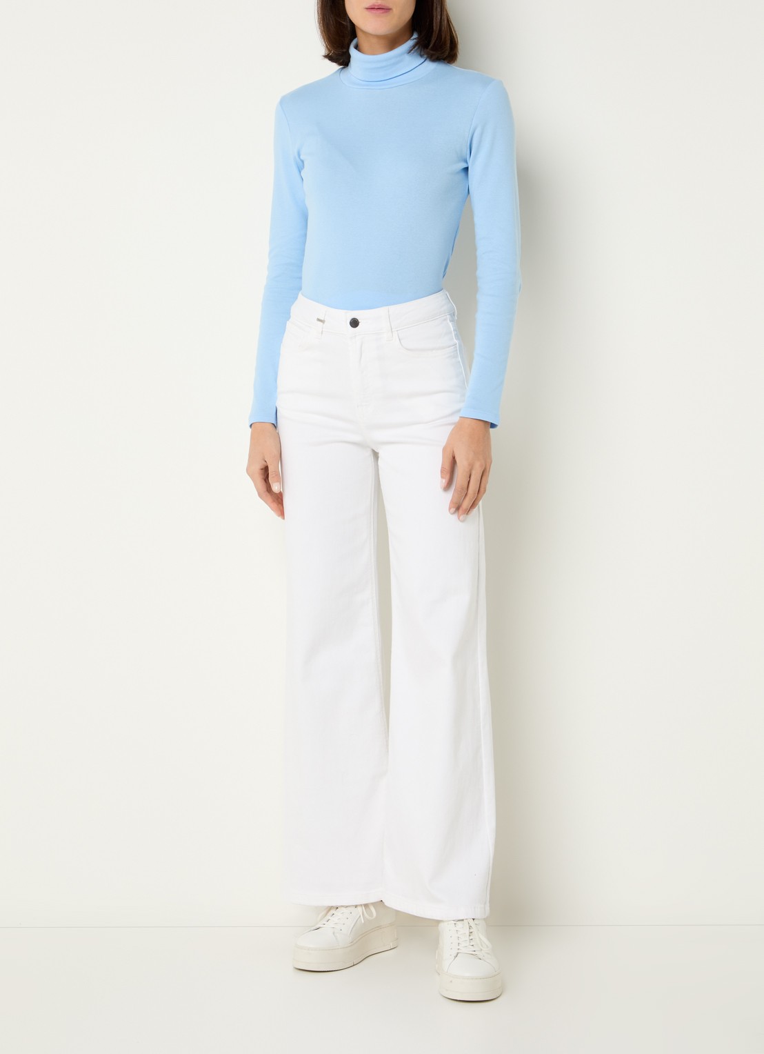 Benetton Longsleeve met col - voorkant 2 staalblauw