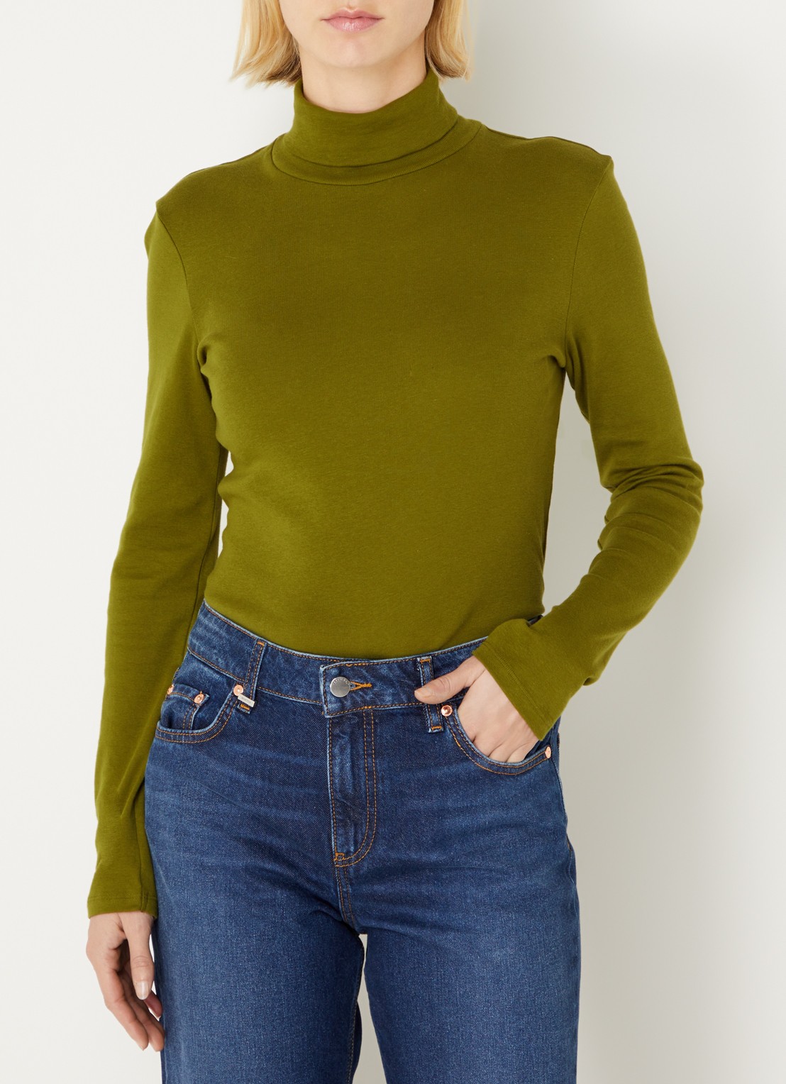 Benetton Longsleeve met col - detail donkergroen