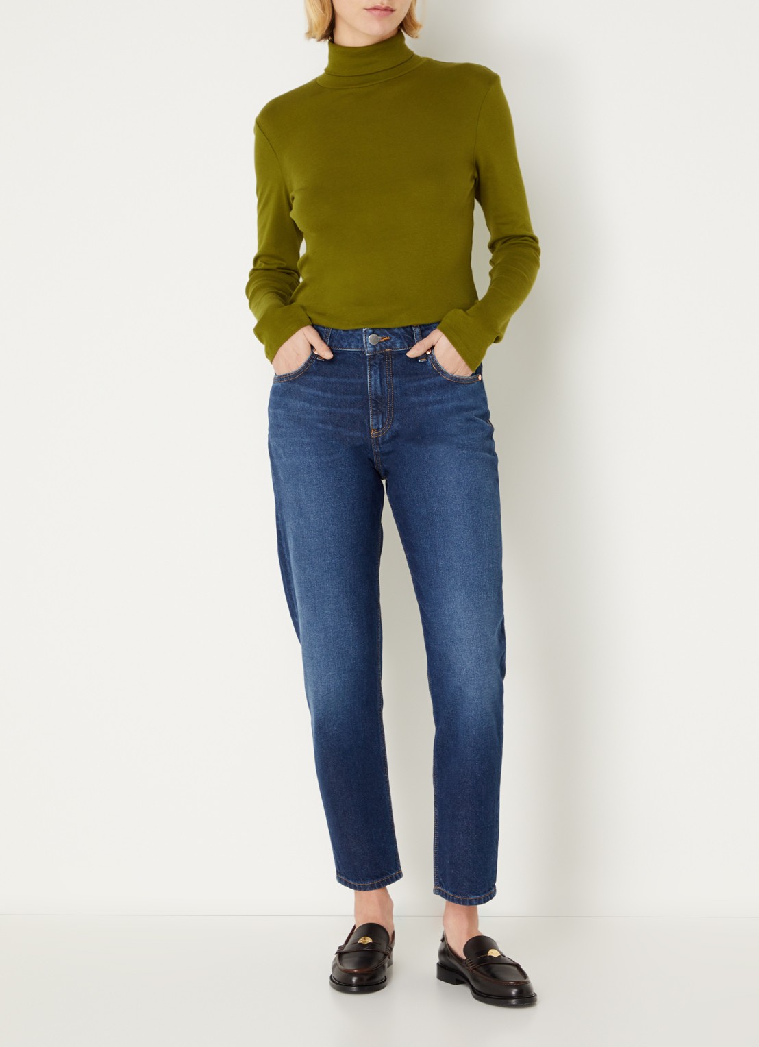 Benetton Longsleeve met col - voorkant 4 donkergroen