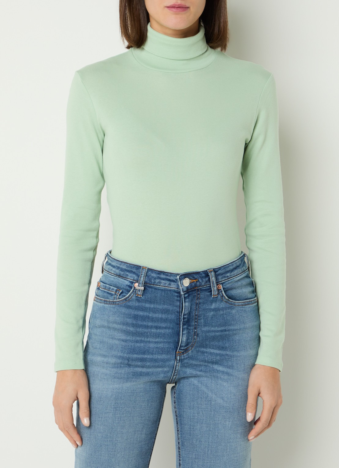 Benetton Longsleeve met col - detail lichtgroen