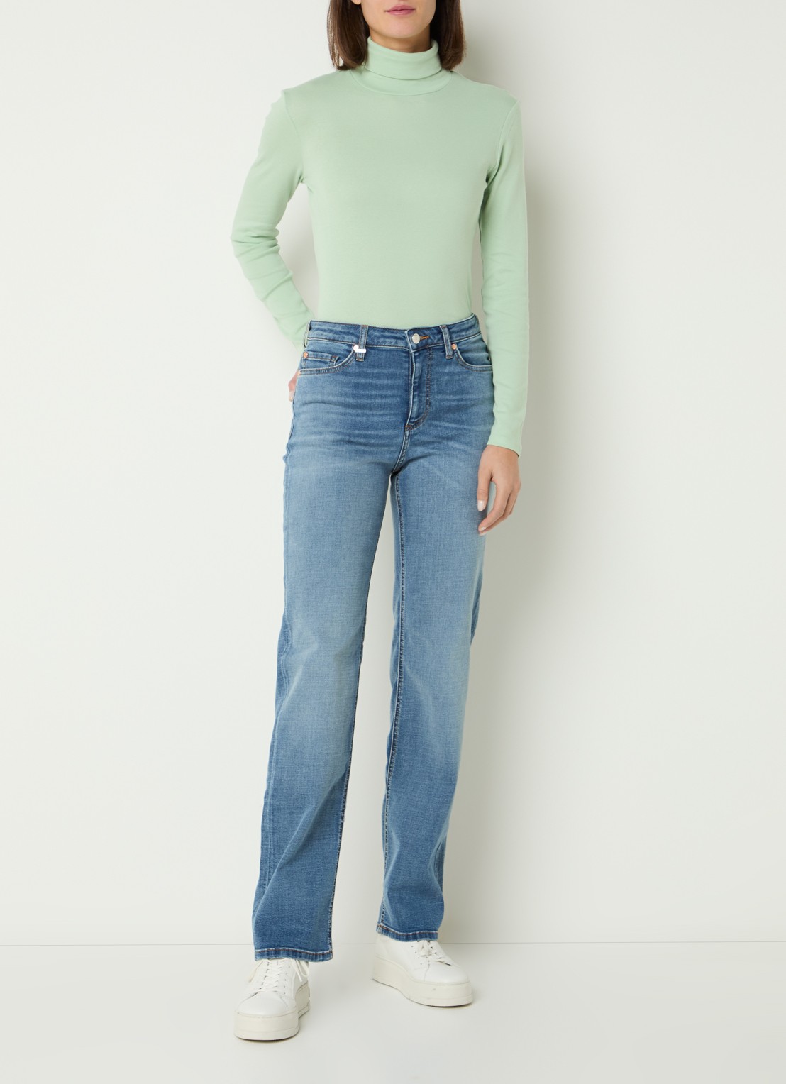 Benetton Longsleeve met col - voorkant 3 lichtgroen