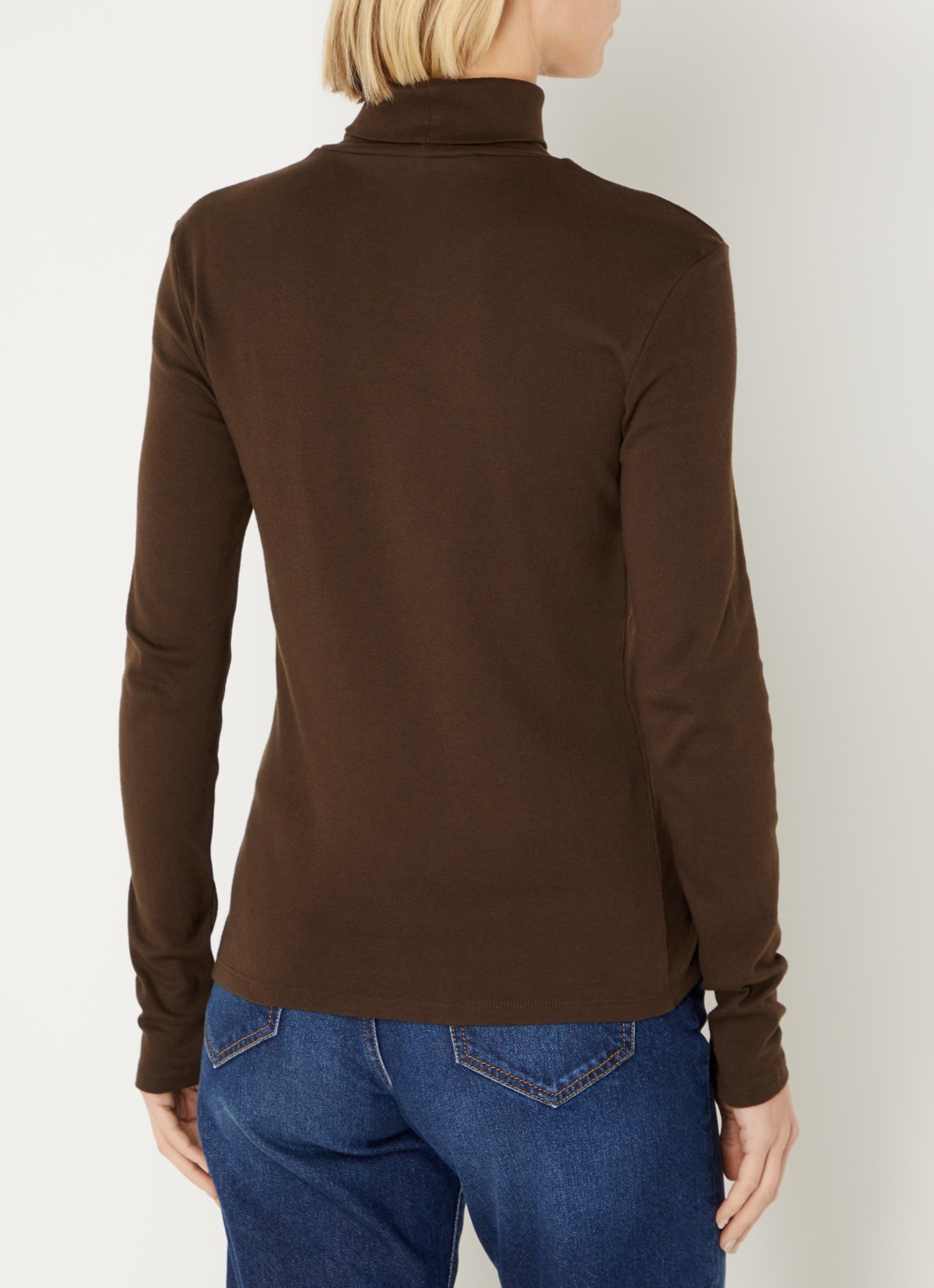 Benetton Longsleeve met col - achterkant 4 donkerbruin