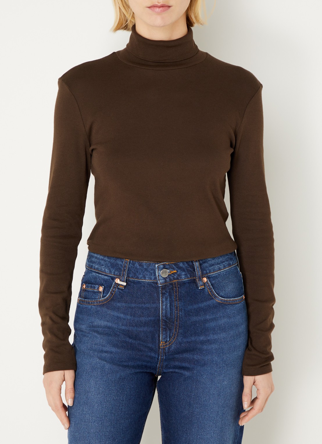 Benetton Longsleeve met col - detail 3 donkerbruin