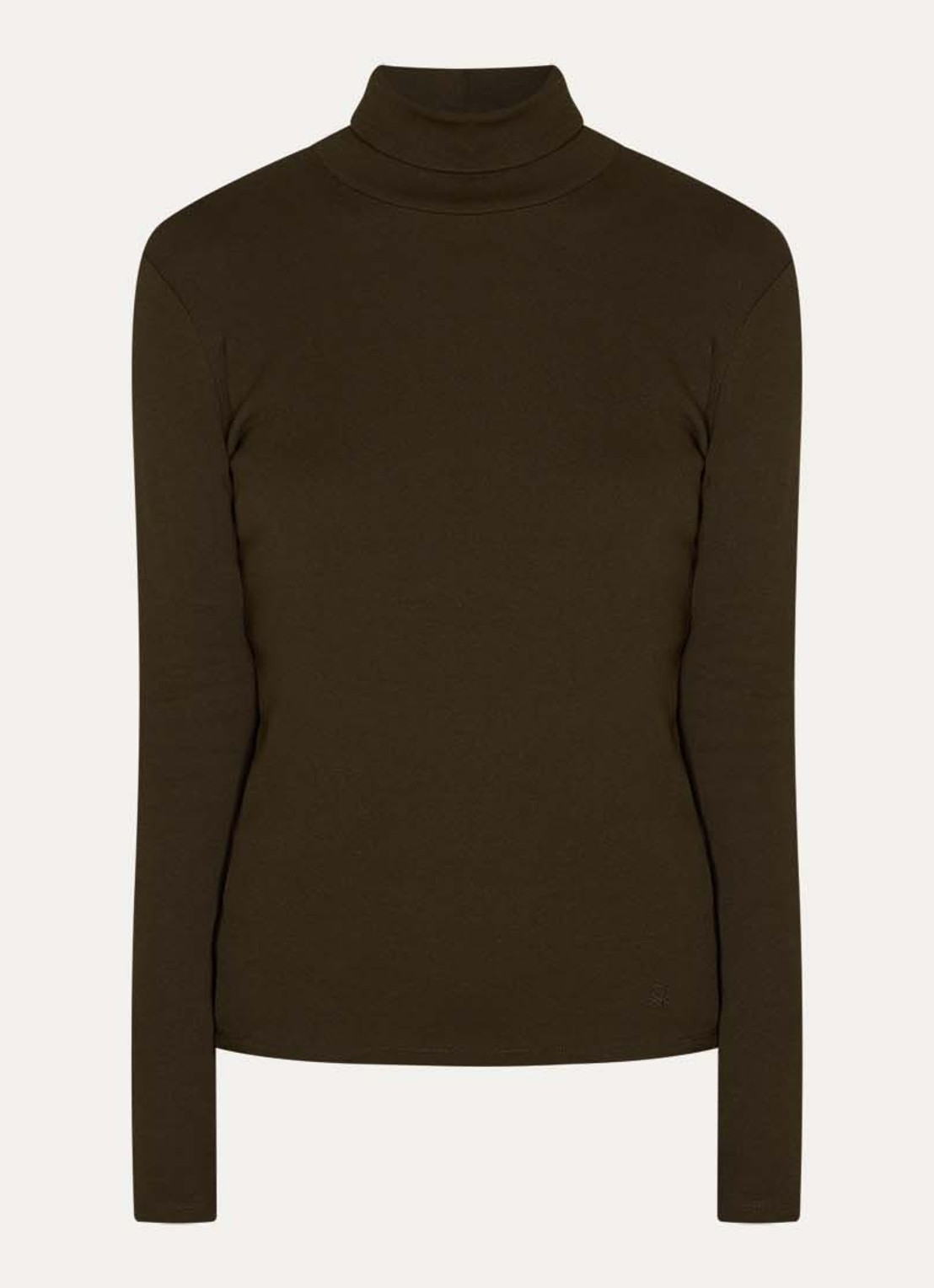 Benetton Longsleeve met col - voorkant donkerbruin