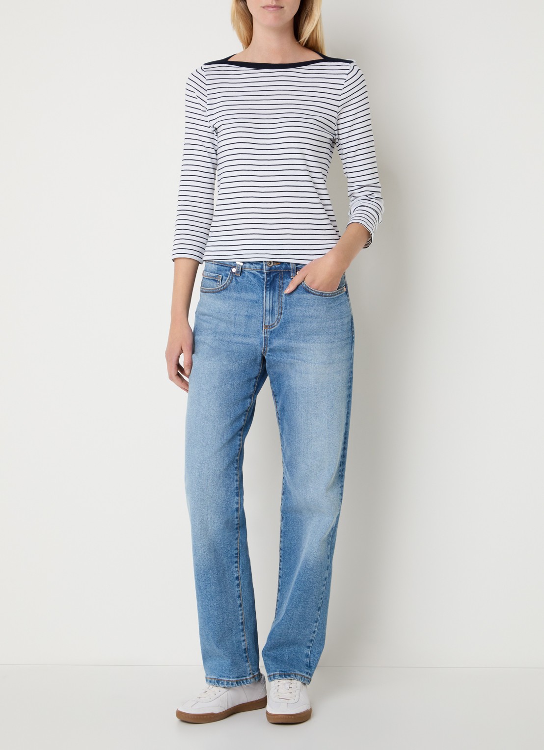 Benetton Longsleeve met streepprint - voorkant 2 wit