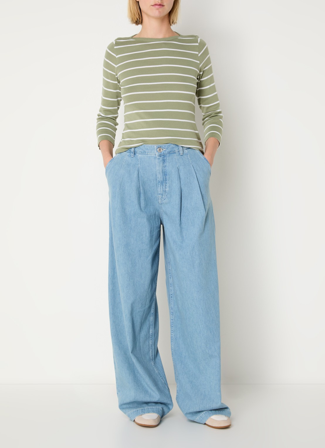 Benetton Longsleeve met streepprint - voorkant 2 groen