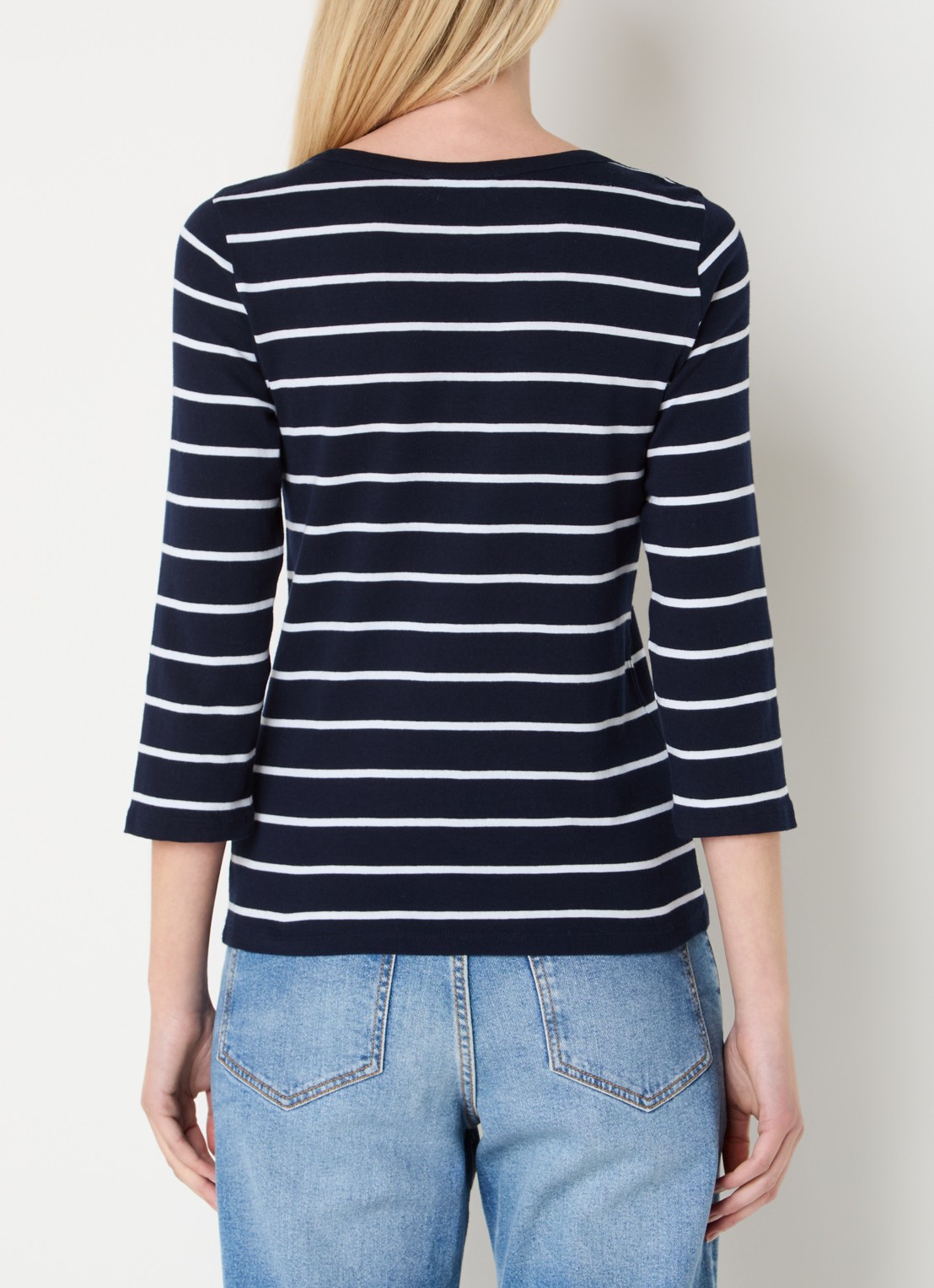 Benetton Longsleeve met streepprint - achterkant donkerblauw