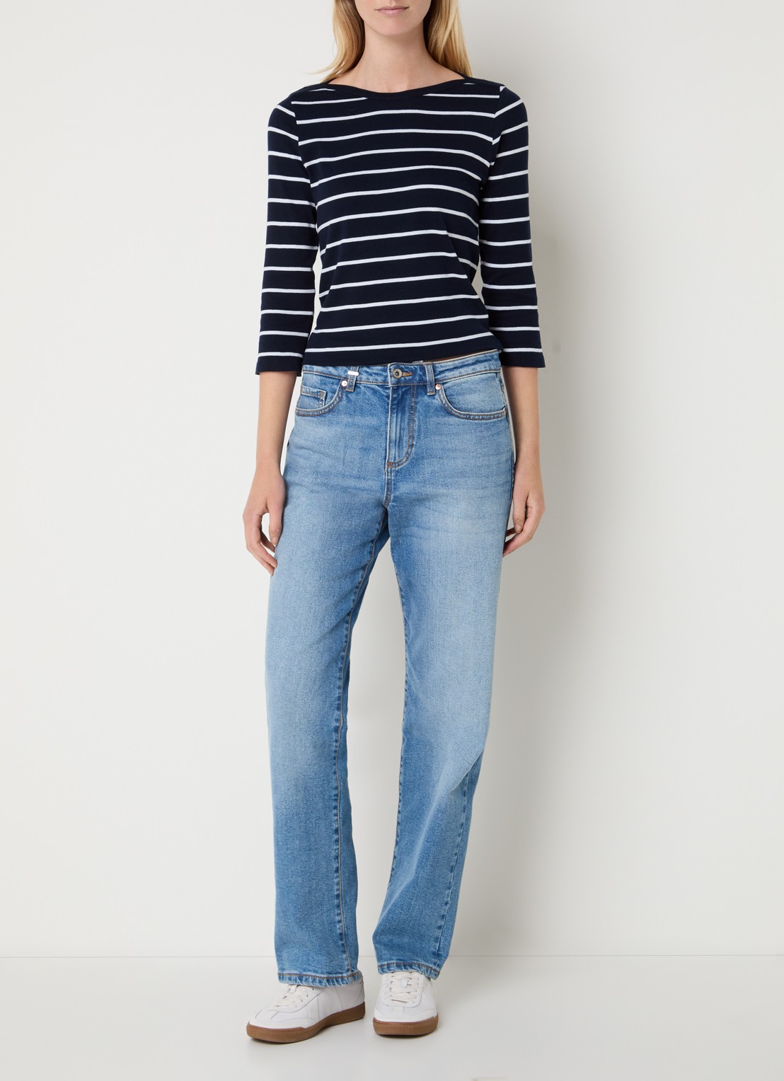 Benetton Longsleeve met streepprint - voorkant 3 donkerblauw