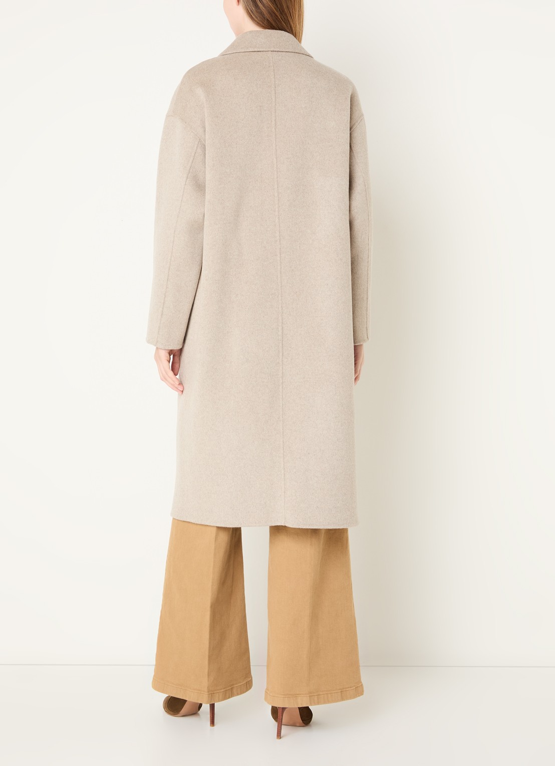 Benetton Mantel in wolblend met steekzakken - achterkant 3 beige