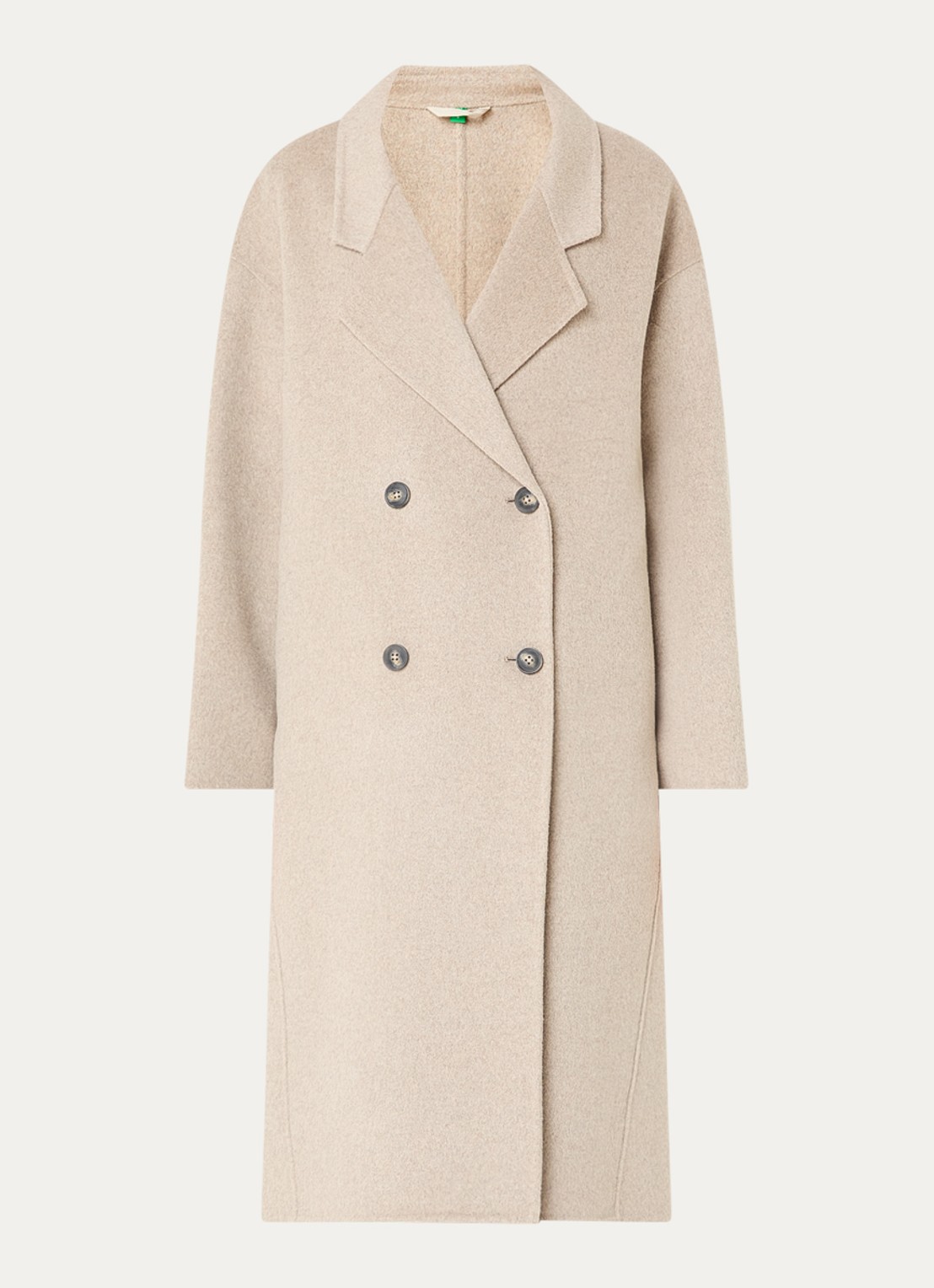 Benetton Mantel in wolblend met steekzakken - voorkant beige