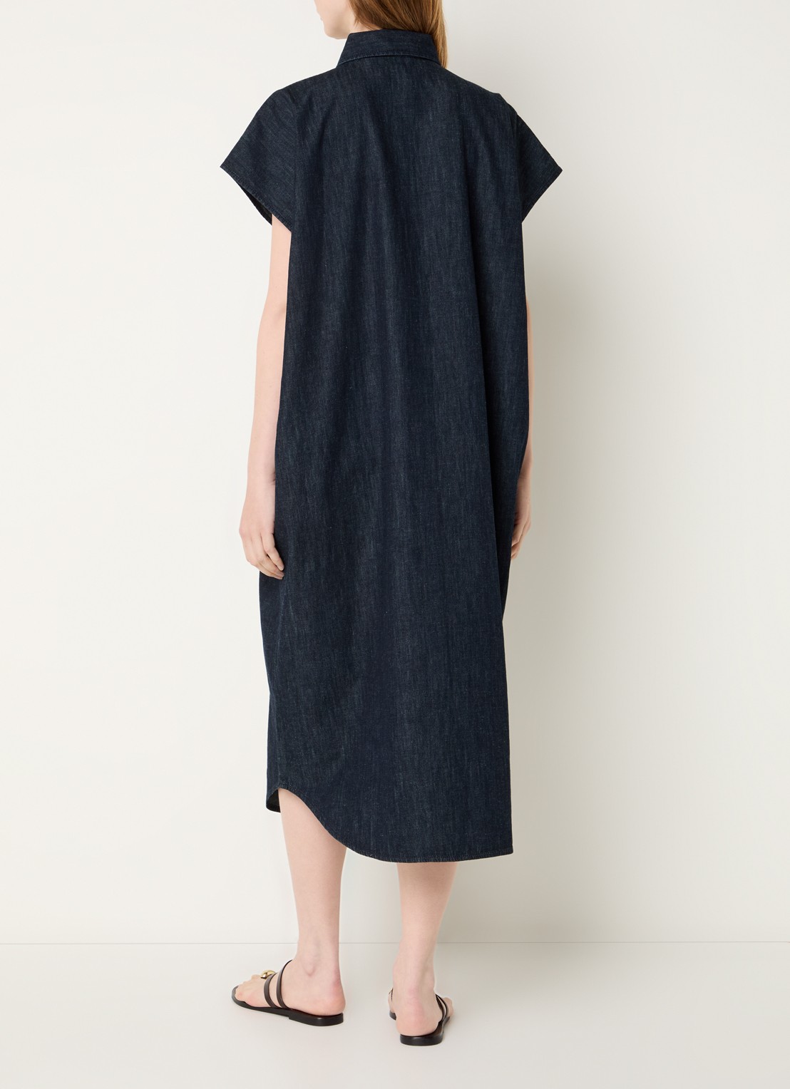 Benetton Maxi blousejurk van denim met steekzakken - achterkant 2 indigo
