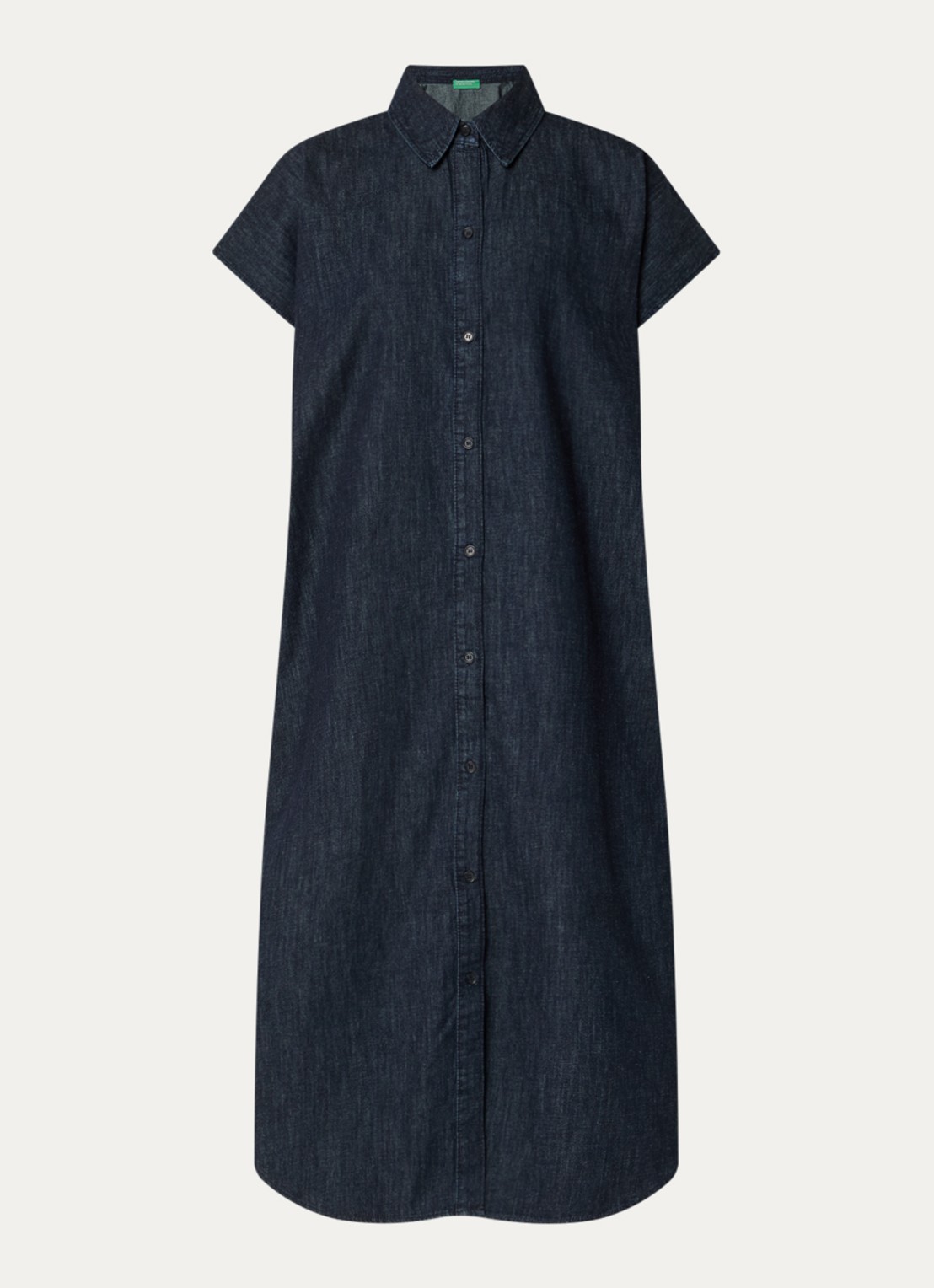 Benetton Maxi blousejurk van denim met steekzakken - voorkant 3 indigo