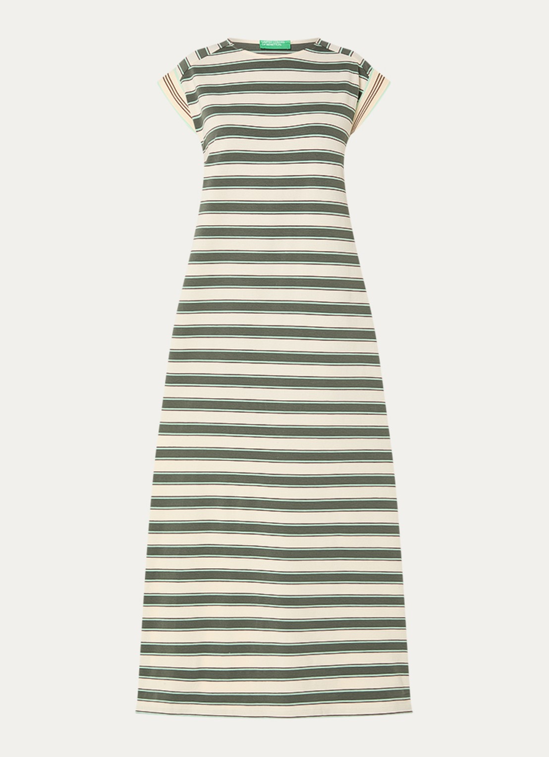 Benetton Maxi T-shirt jurk met streepprint  - voorkant 3 groen