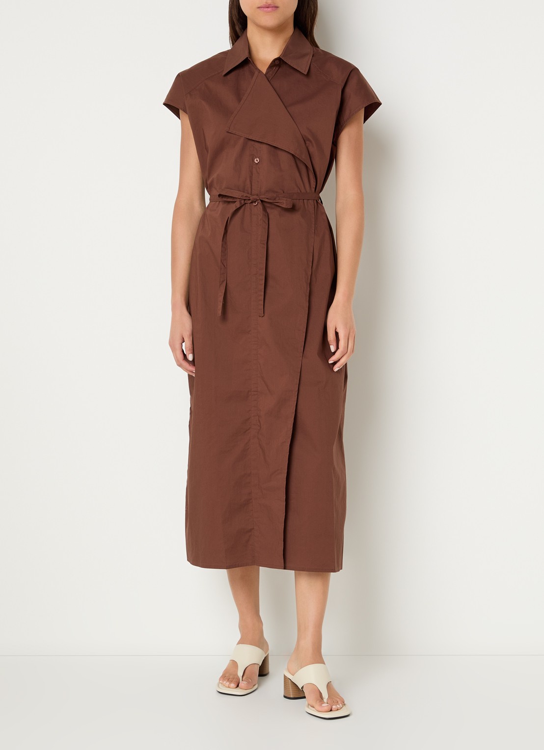 Benetton Maxi tuniekjurk met strikceintuur - detail bruin