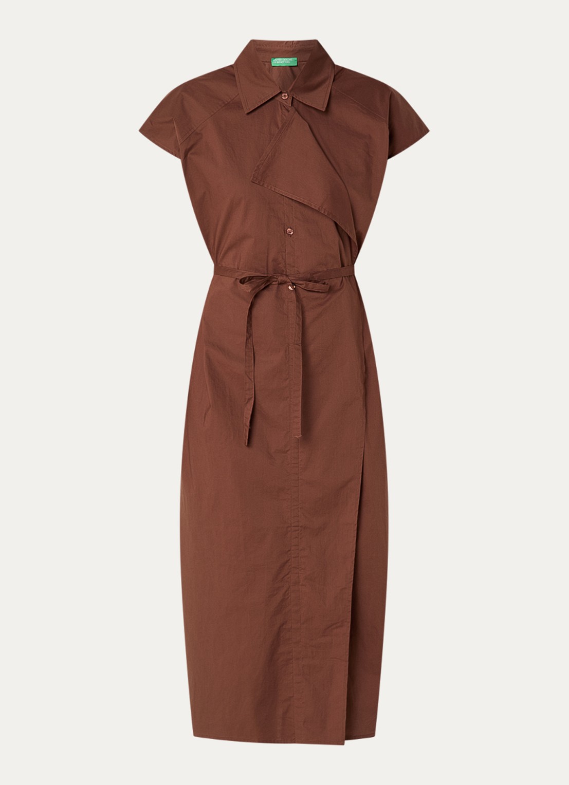 Benetton Maxi tuniekjurk met strikceintuur - voorkant 2 bruin