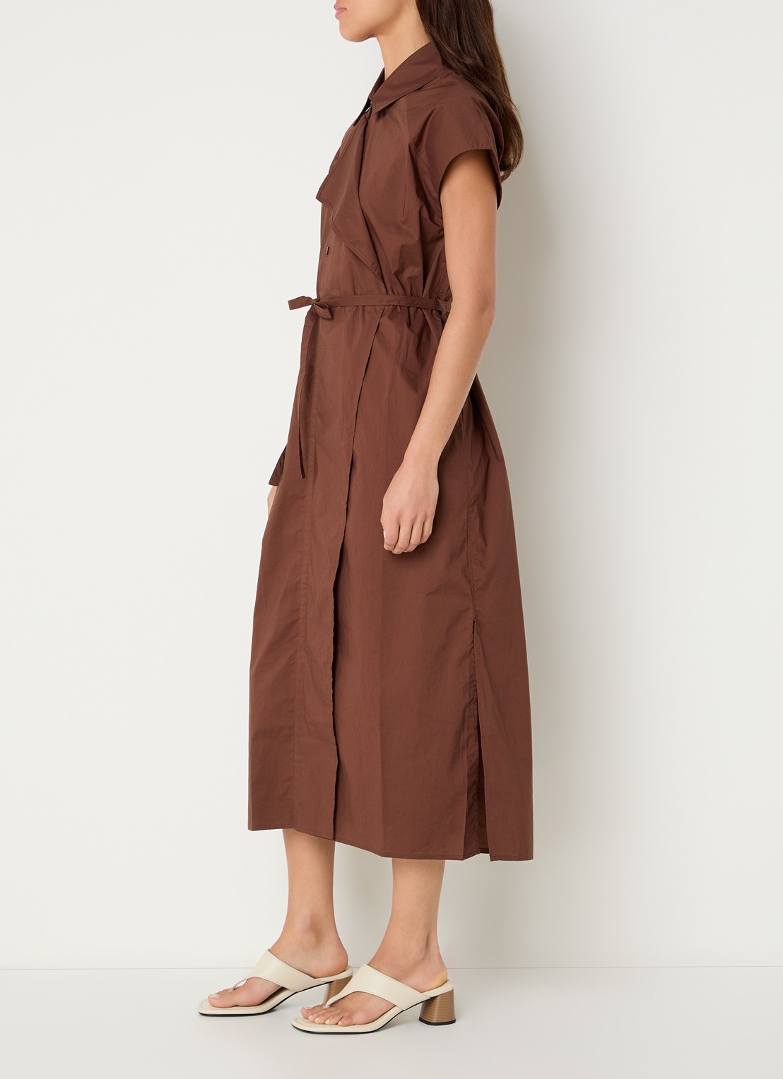 Benetton Maxi tuniekjurk met strikceintuur - voorkant 3 bruin