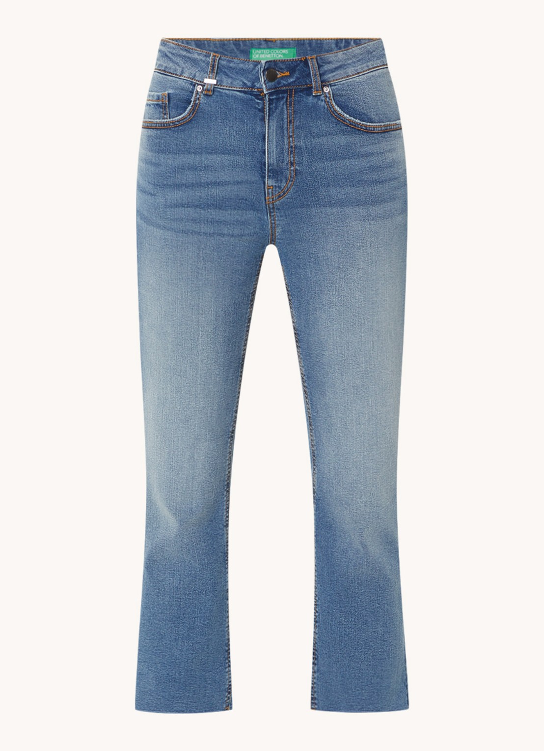 Benetton Mid waist cropped bootcut jeans met steekzakken - voorkant 3 jeans