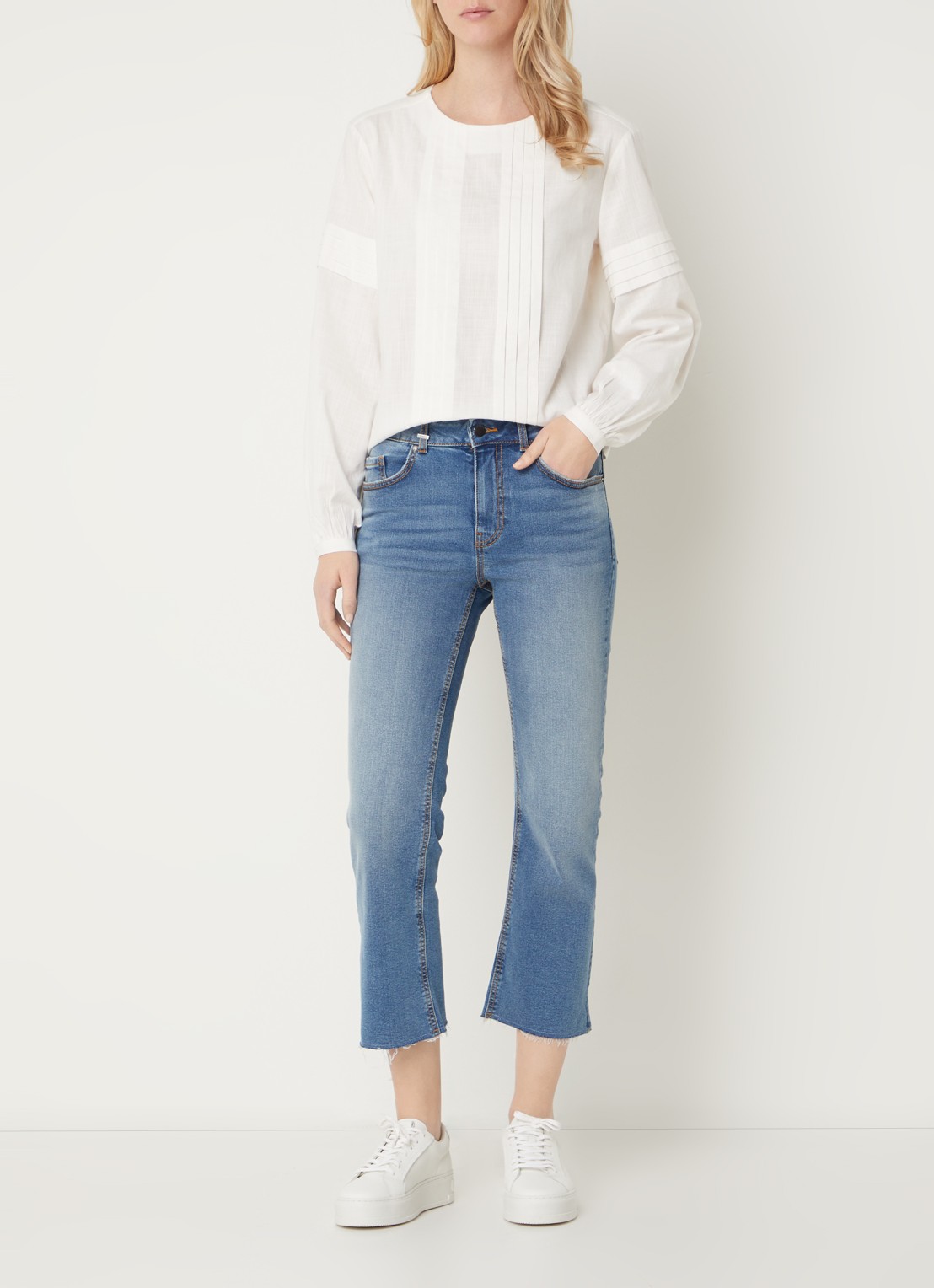 Benetton Mid waist cropped bootcut jeans met steekzakken - voorkant 4 jeans
