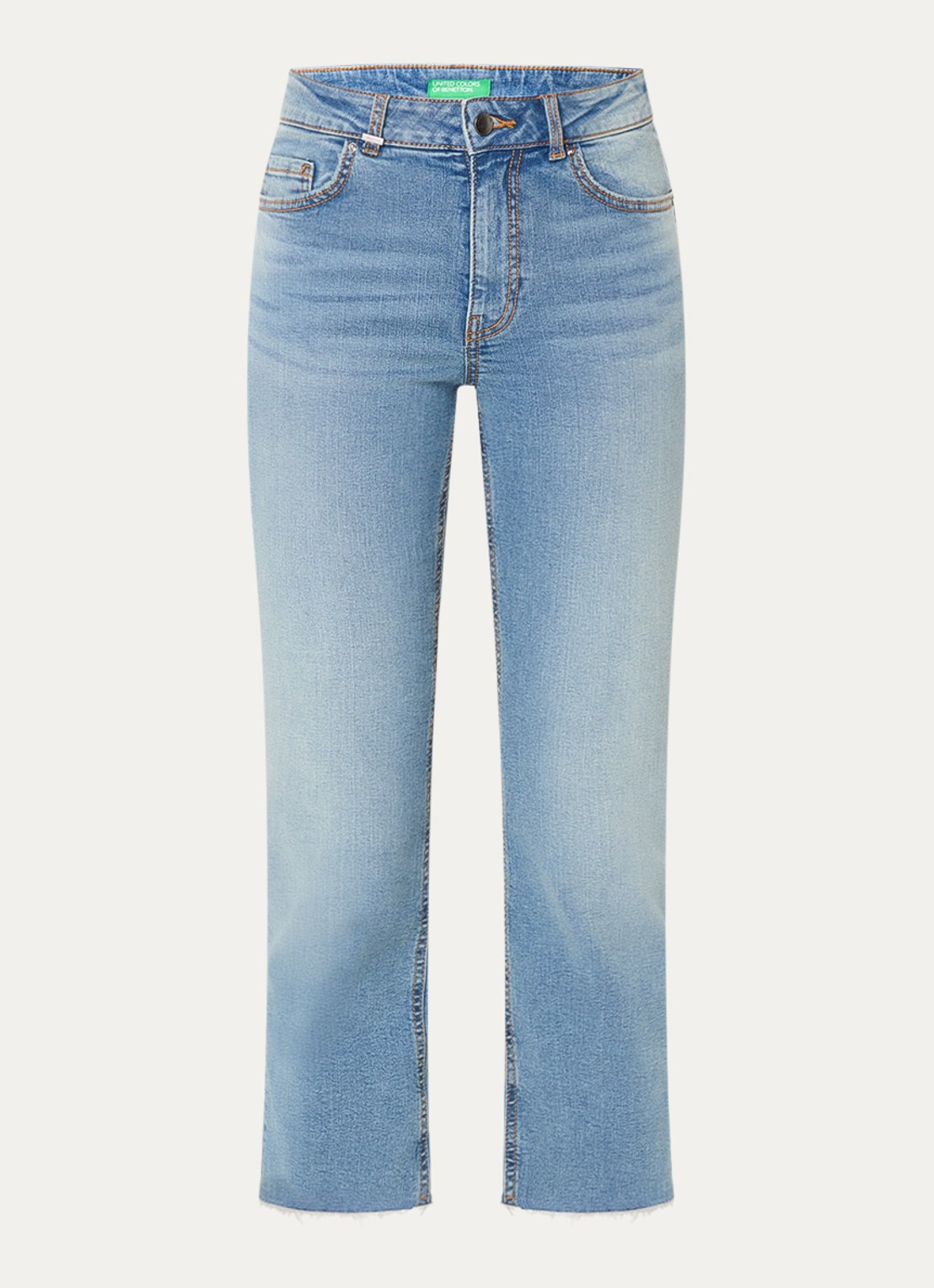 Benetton Mid waist cropped bootcut jeans met steekzakken - voorkant 5 jeans
