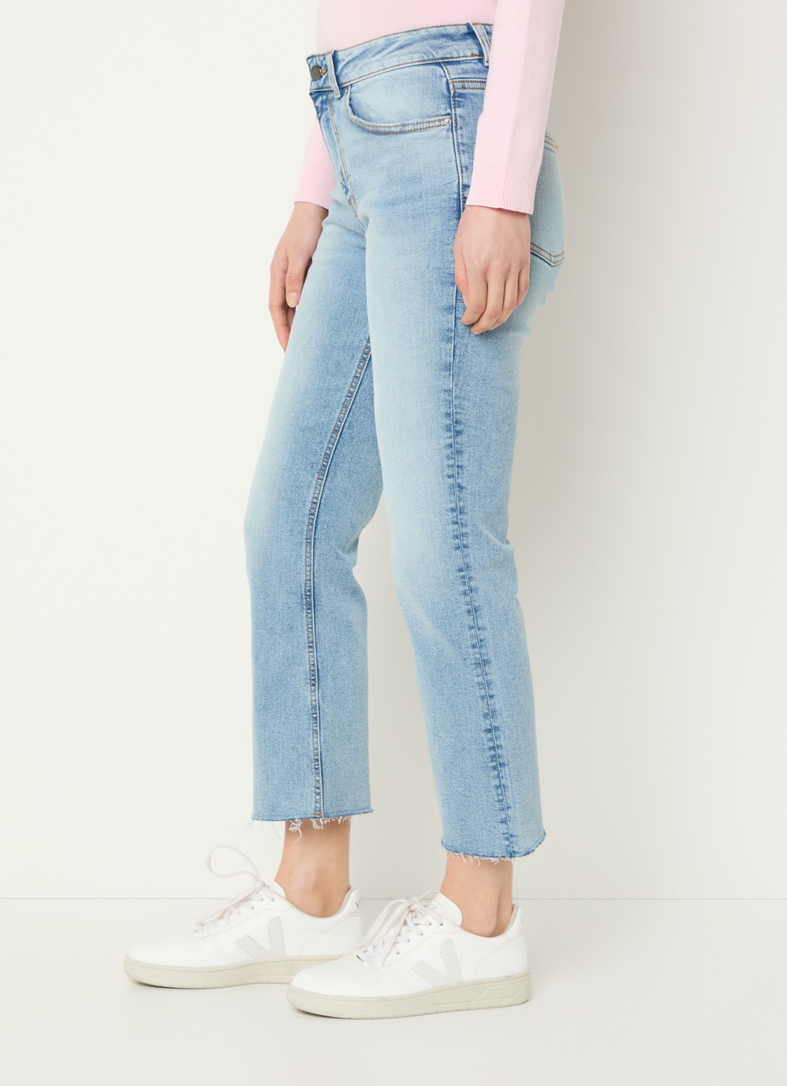 Benetton Mid waist cropped bootcut jeans met steekzakken - detail 5 lichtblauw