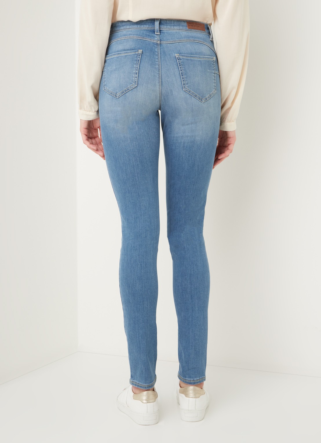 Benetton Mid waist skinny jeans met stretch - achterkant 5 indigo